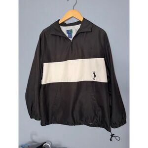 Country Club Golf by Koret Vintage Quarter Zip Windbreaker Black White Medium